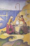 Paul Signac Women at the Well (Young Provencal Women at the Well) (mk06) Spain oil painting artist
